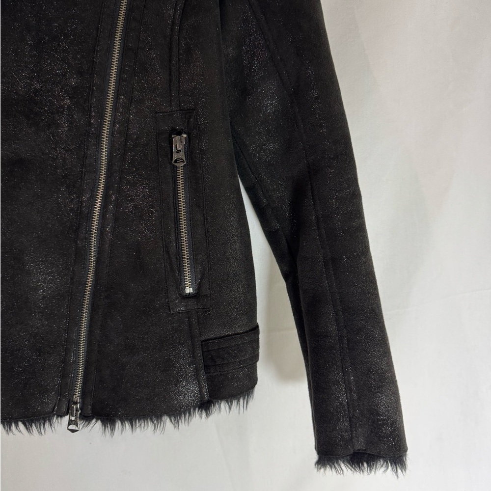 A/X Armani Exchange Faux Leather Faux Fur Lining Moto Jacket - Picture 7 of 10
